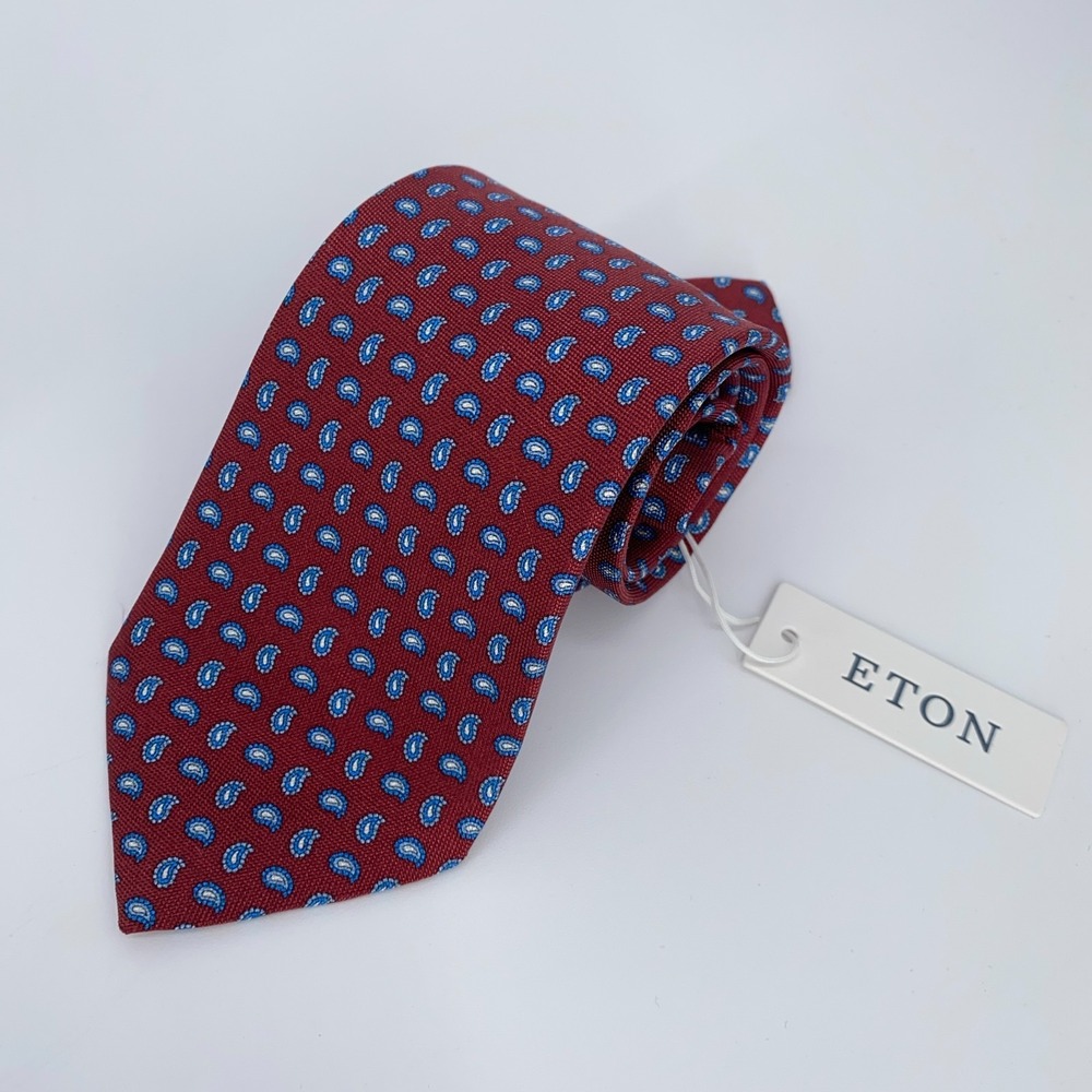 Eton Tie Mens One Size Multi Paisley Silk Classic Luxury Necktie Italy Made NWT